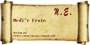 Mrár Ervin névjegykártya